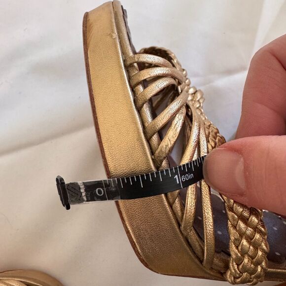 Moschino Cheap & Chic Gold Braided Block Heels Size 8 - Picture 10 of 11